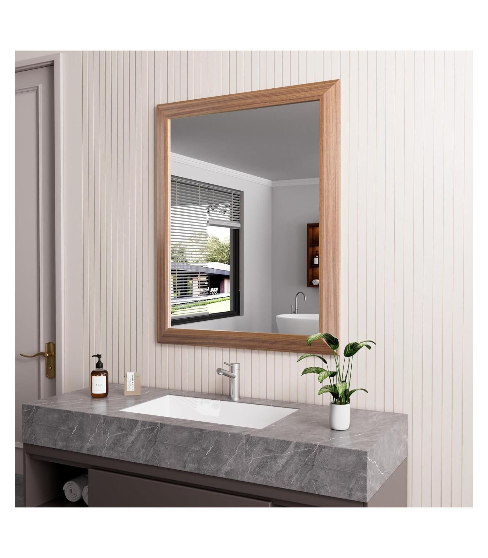 Amorho Bathroom Mirror, 20" x 16" Inch Thick Metal Framed Wall Mirrors for Over Sink, Bedroom, Living Room, Entryway, Rectangle Wall-Mounted Mirrors