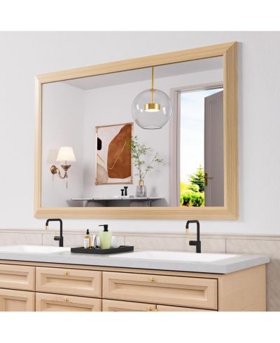 Зеркало для ванной Amorho 48" x 32" Thick Metal Framed Wall Mirror Light/Pastel Yellow