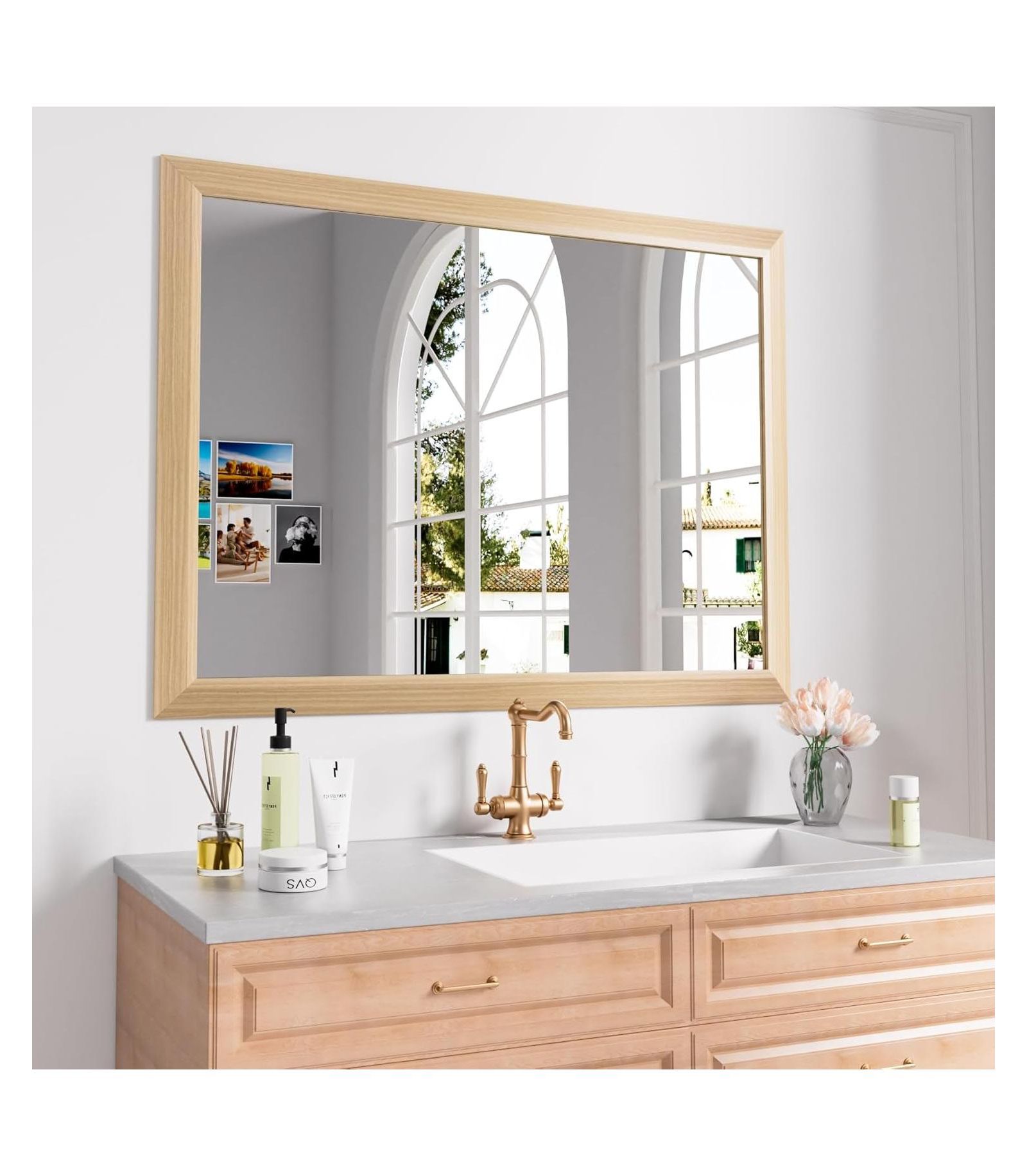 Amorho Bathroom Mirror, 40" x 32"-Inch-Thick Metal Framed Wall Mirrors for Over Sink, Bedroom, Living Room, Entryway, Rectangle Wall-Mounted Mirrors