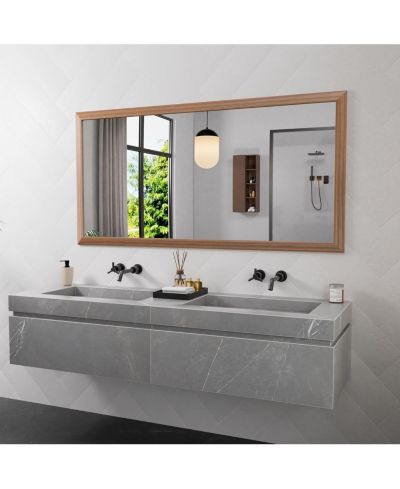 Amorho 72x36 Inch Dark Brown Metal Framed Bathroom Mirror, Rectangular Wall Mirror for Sink, Bedroom, Living Room, Horizontal or Vertical