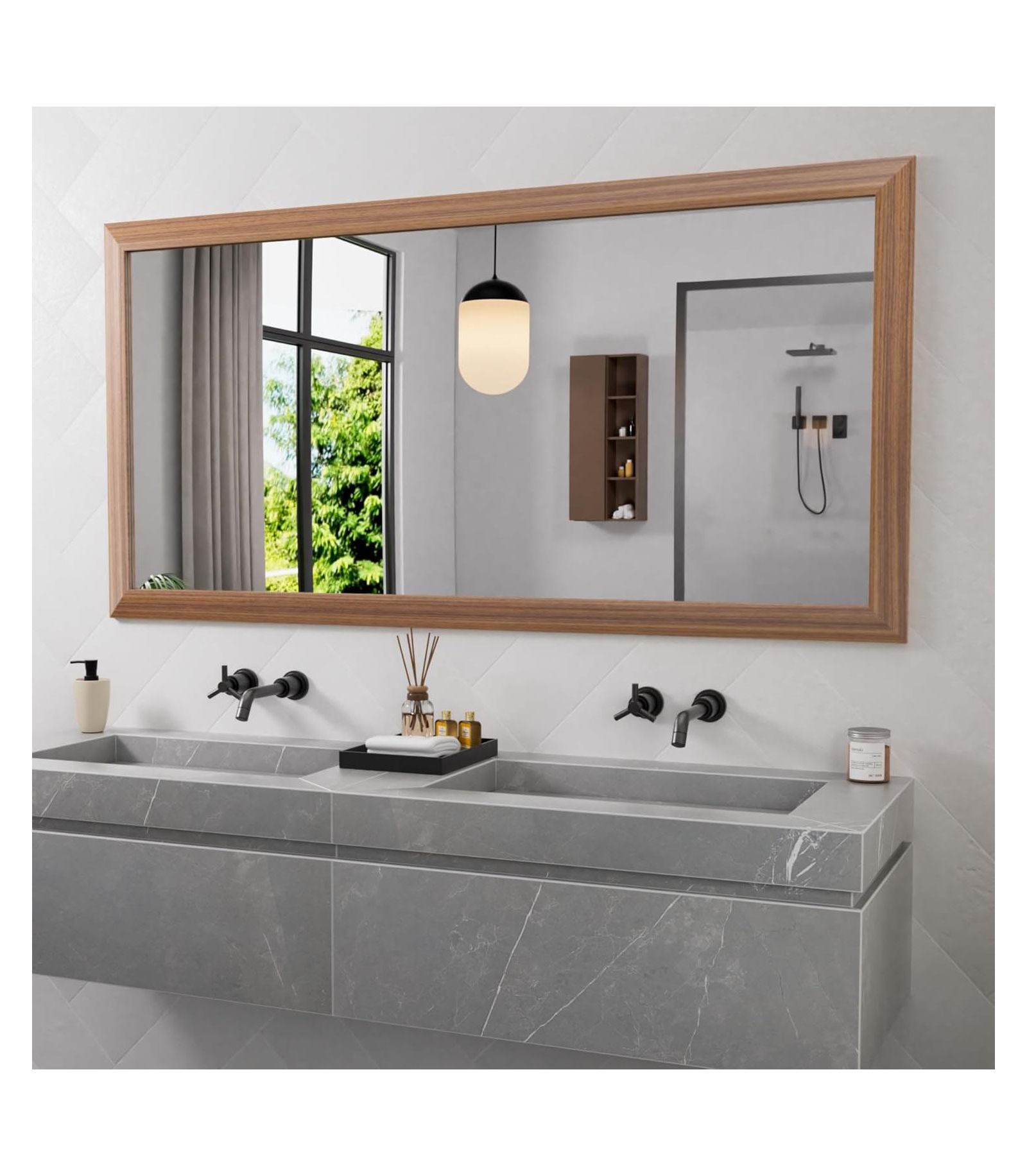 Amorho Bathroom Mirror Thick Metal Framed Wall Mirrors for Over Sink, Bedroom, Living Room, Entryway (Horizontal/Vertical)