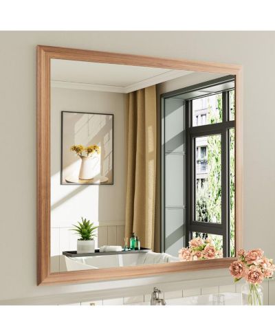 Amorho настенное зеркало для ванной, 40" x 38", в металлической раме, темно-коричневое