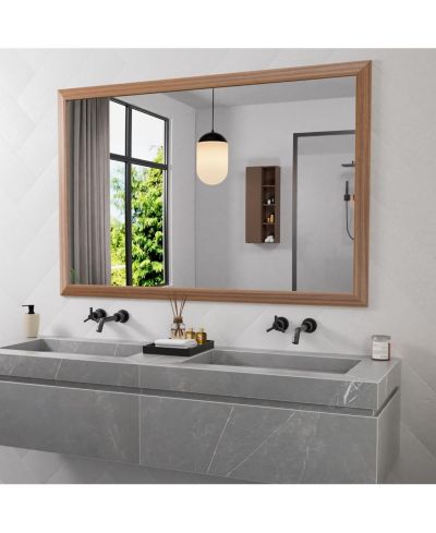 Amorho Bathroom Mirror, 55" x 36" Inch Thick Metal Framed Wall Mirrors for Over Sink, Bedroom, Living Room, Entryway, Rectangle Wall-Mounted Mirrors in Dark Brown(Horizontal/Vertical)