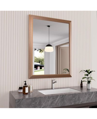 Amorho 36x28 Inch Dark Brown Metal Framed Bathroom Mirror, Rectangular Wall Mirror for Sink, Bedroom, Living Room, Horizontal or Vertical