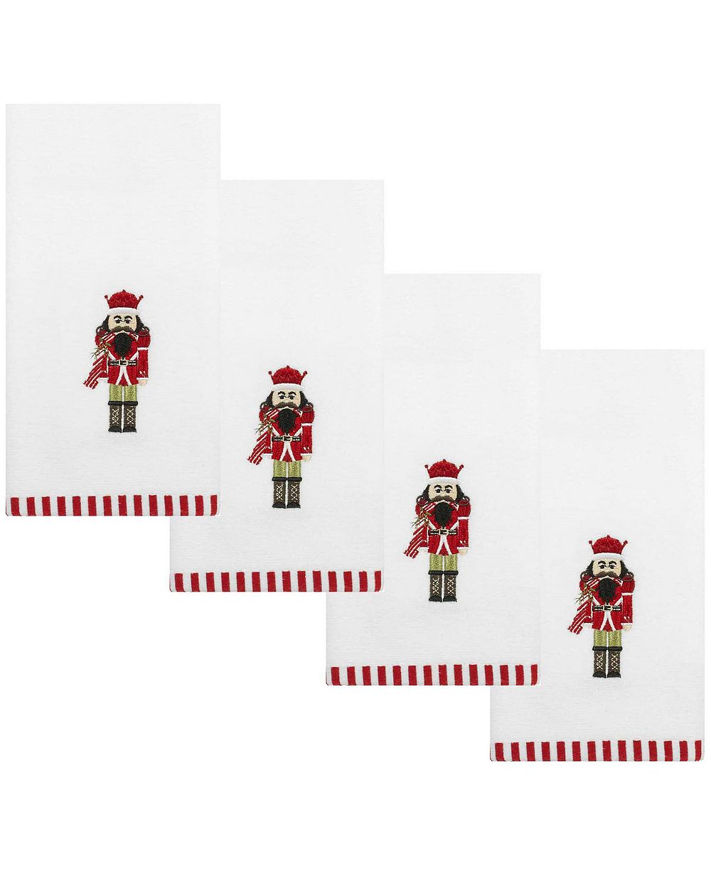 Набор из 4 хлопковых полотенец для рук Avanti Peppermint Nutcracker, 18" x 11"