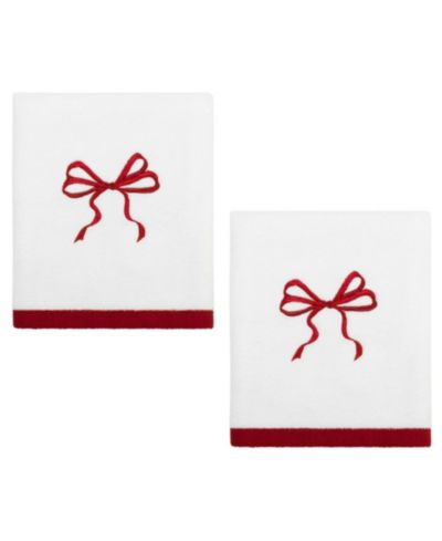Avanti Christmas Bows Cotton 2-Pc. Hand Towel Set, 28" x 16"
