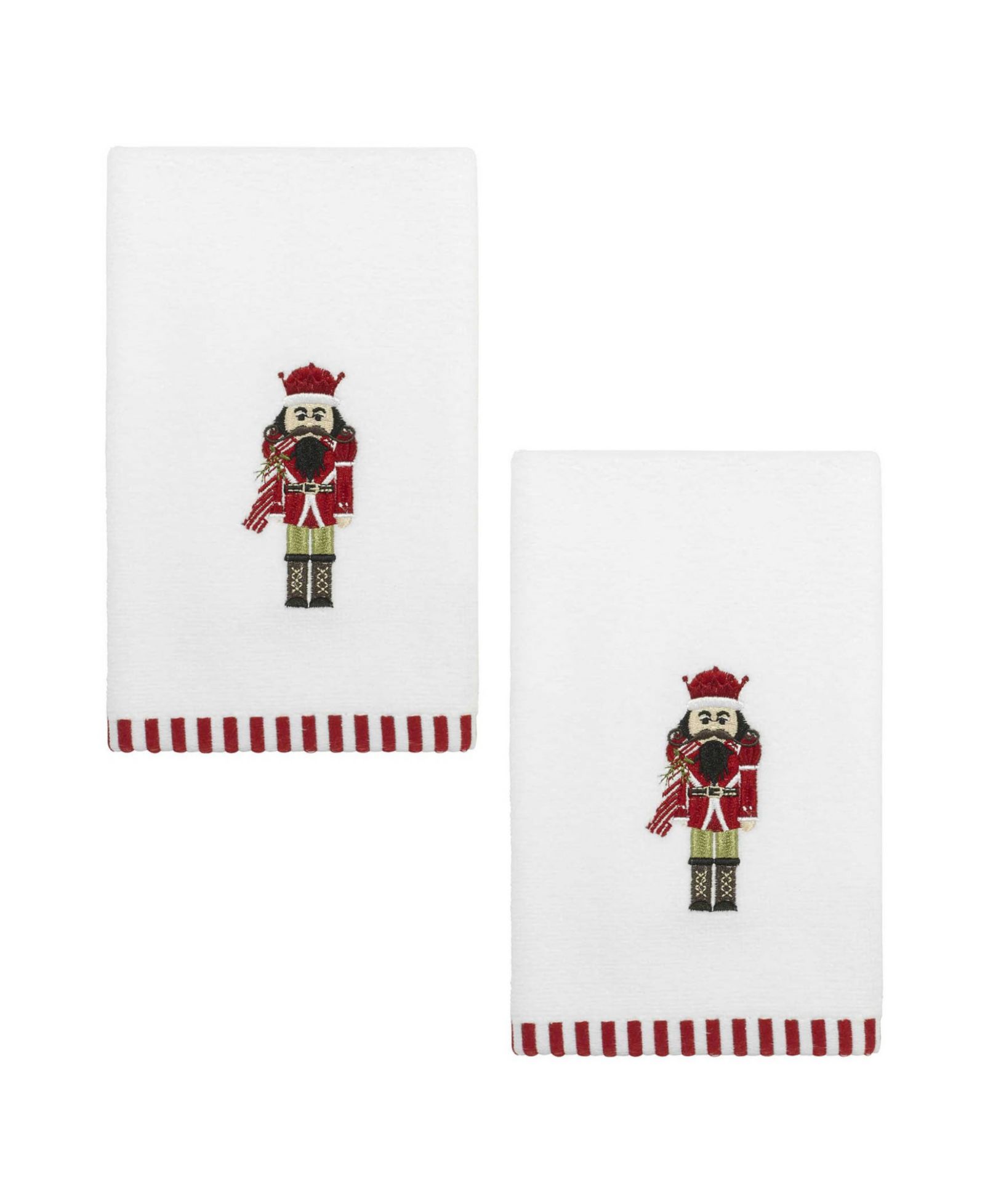 Avanti Peppermint Nutcracker Cotton 2-Pc. Fingertip Towel Set, 18" x 11"