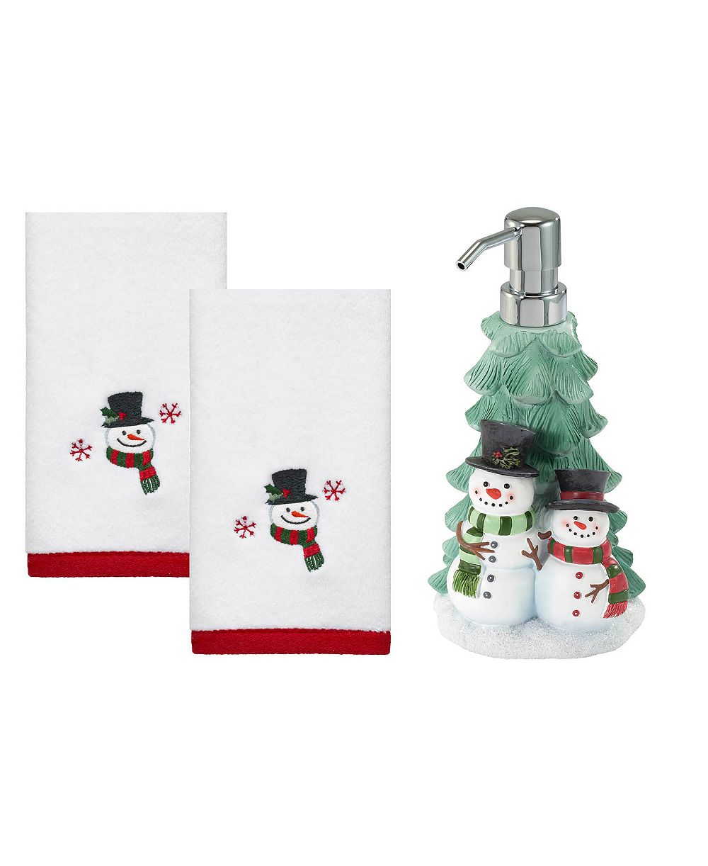 Набор из дозатора для лосьона Avanti Winter Snowman Resin и 2 махровых полотенец для рук