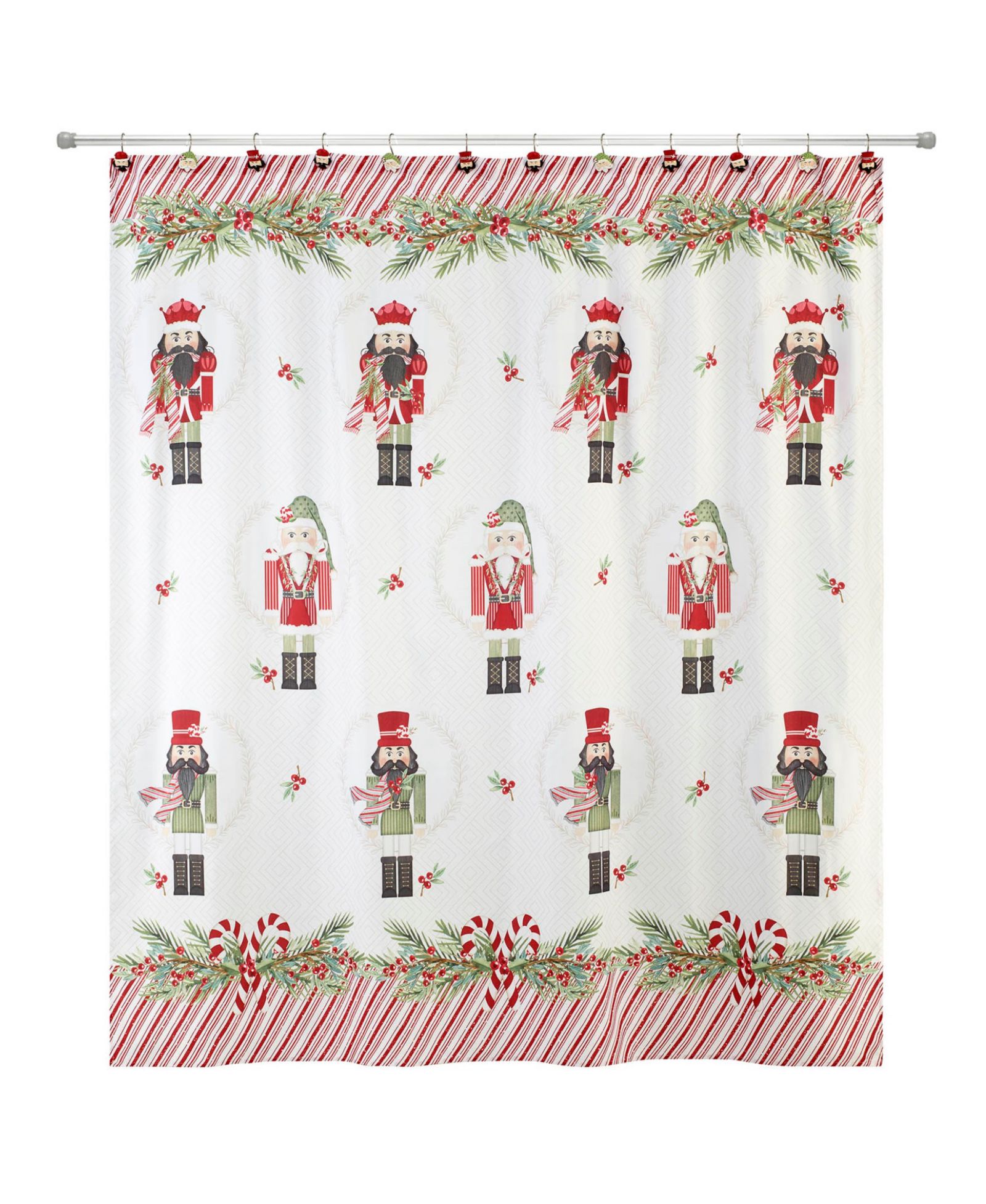 Avanti Peppermint Nutcracker Polyester Shower Curtain, 72" x 72"