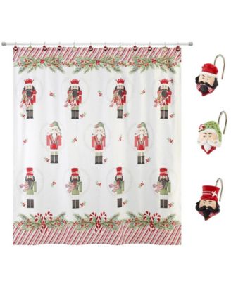 Штора для душа Avanti Peppermint Nutcracker и набор из 12 крючков