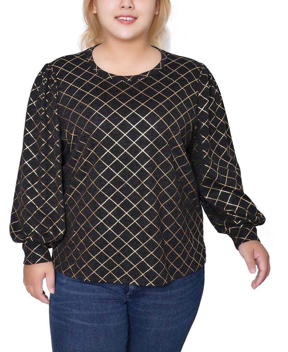 Джемпер NY Collection Plus Size Bishop Sleeve Pullover Top