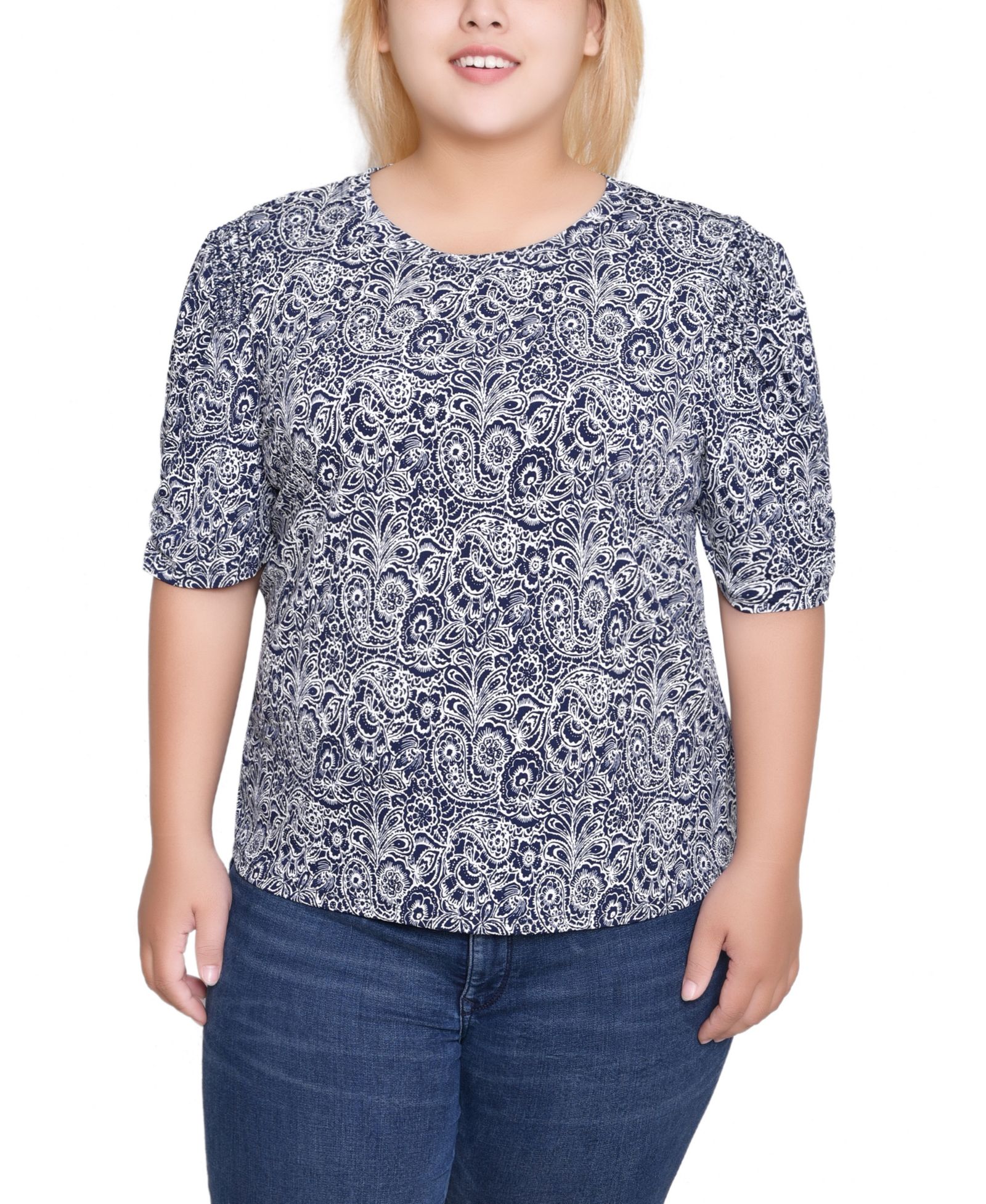 NY Collection Plus Size Short Sleeve Crew Neck Top