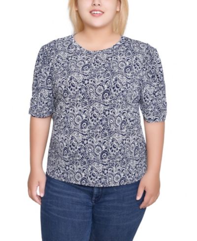 NY Collection Plus Size Short Sleeve Crew Neck Top