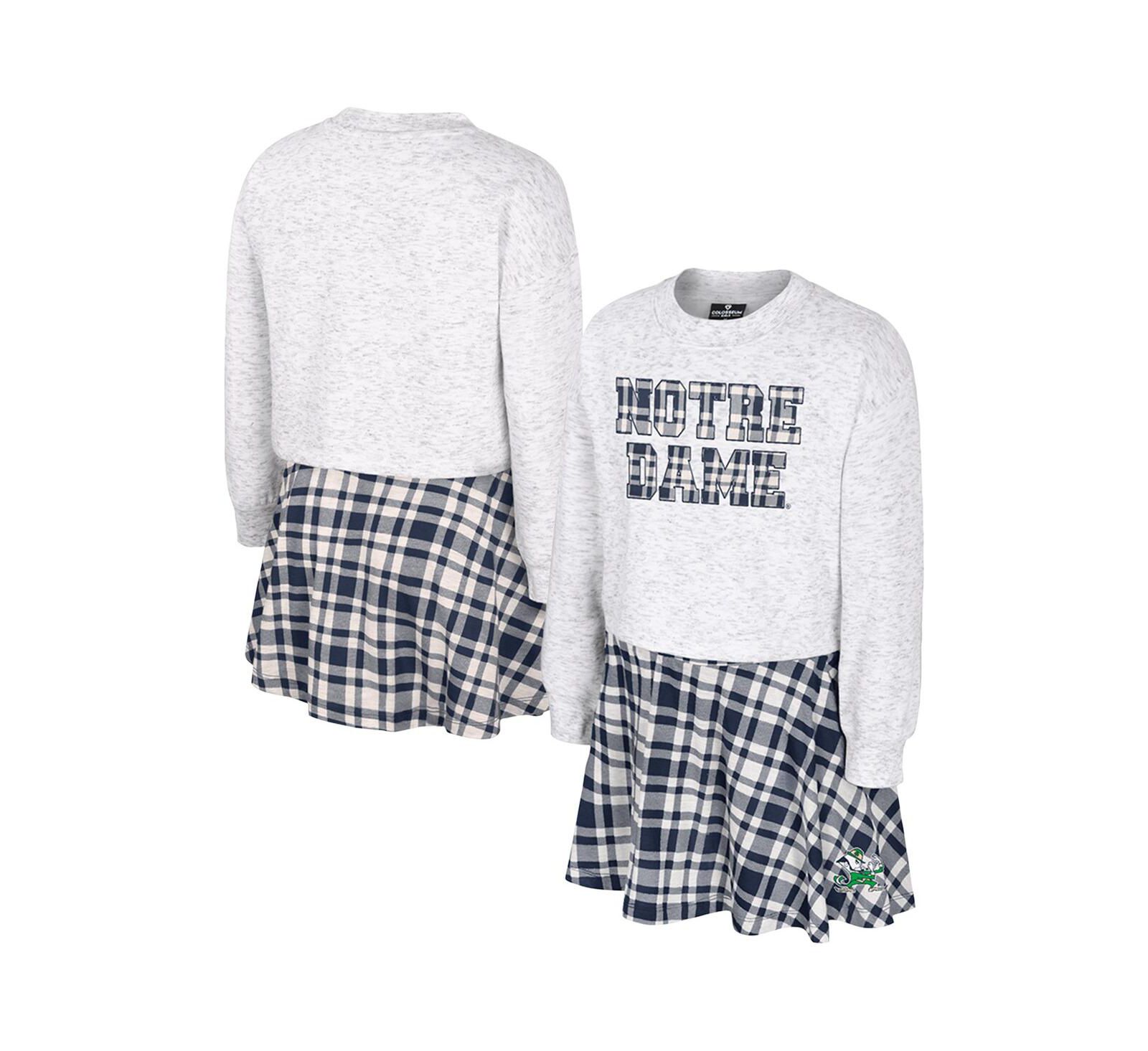 Детский комплект Colosseum Big Girls 2-Piece Gray Notre Dame Fighting Irish Marceline в клетку (юбка и топ)