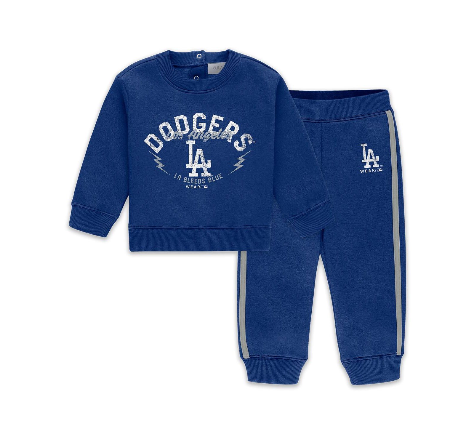 WEAR by Erin Andrews Newborn 2-Piece Royal Los Angeles Dodgers Fleece Crewneck and Pants Set