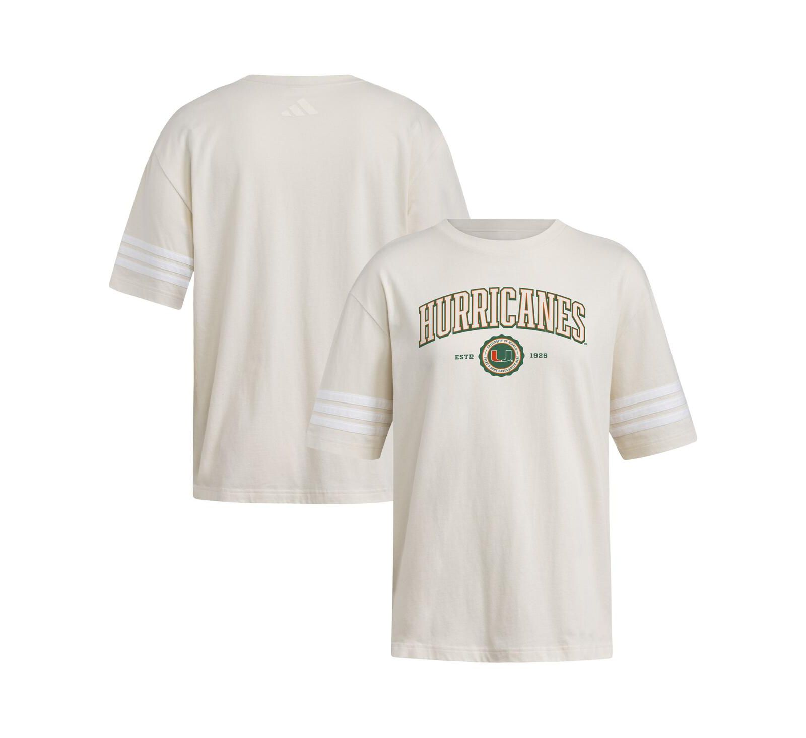 adidas Женская оверсайз футболка с тремя полосками Miami Hurricanes