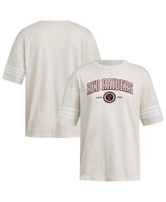 Женская футболка adidas Texas Tech Red Raiders Fashion Three-Stripes Oversized, Cream