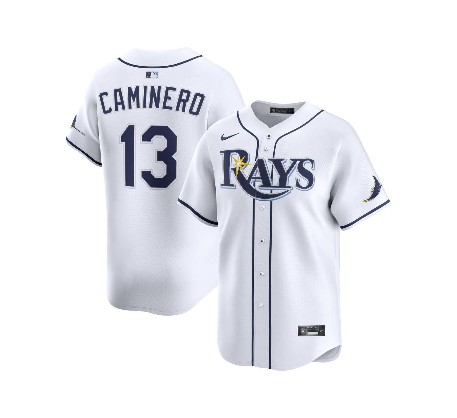 Детская джерси Nike Men's Junior Caminero White Tampa Bay Rays Home Limited