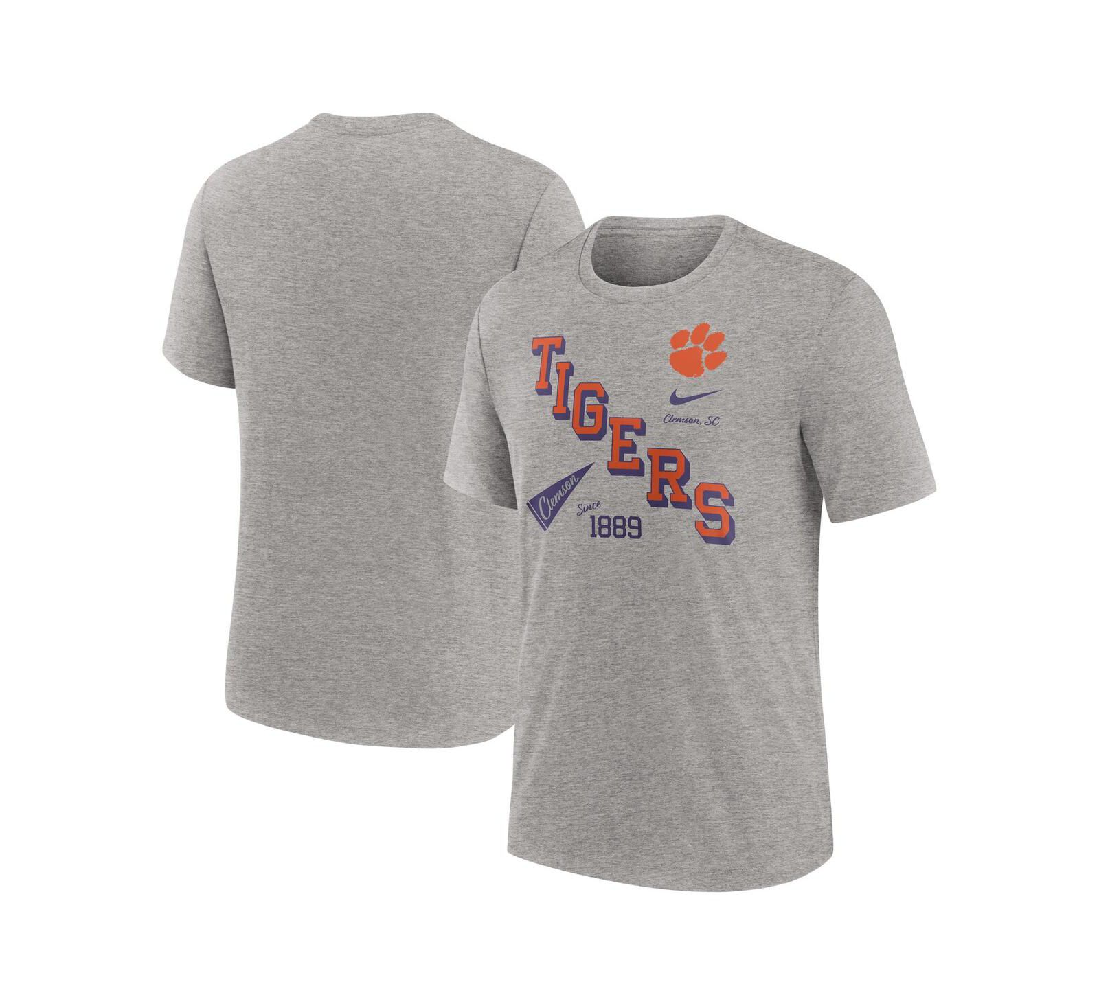 Мужская футболка Nike Clemson Tigers Blitz Roll Call Tri-Blend Heather Gray