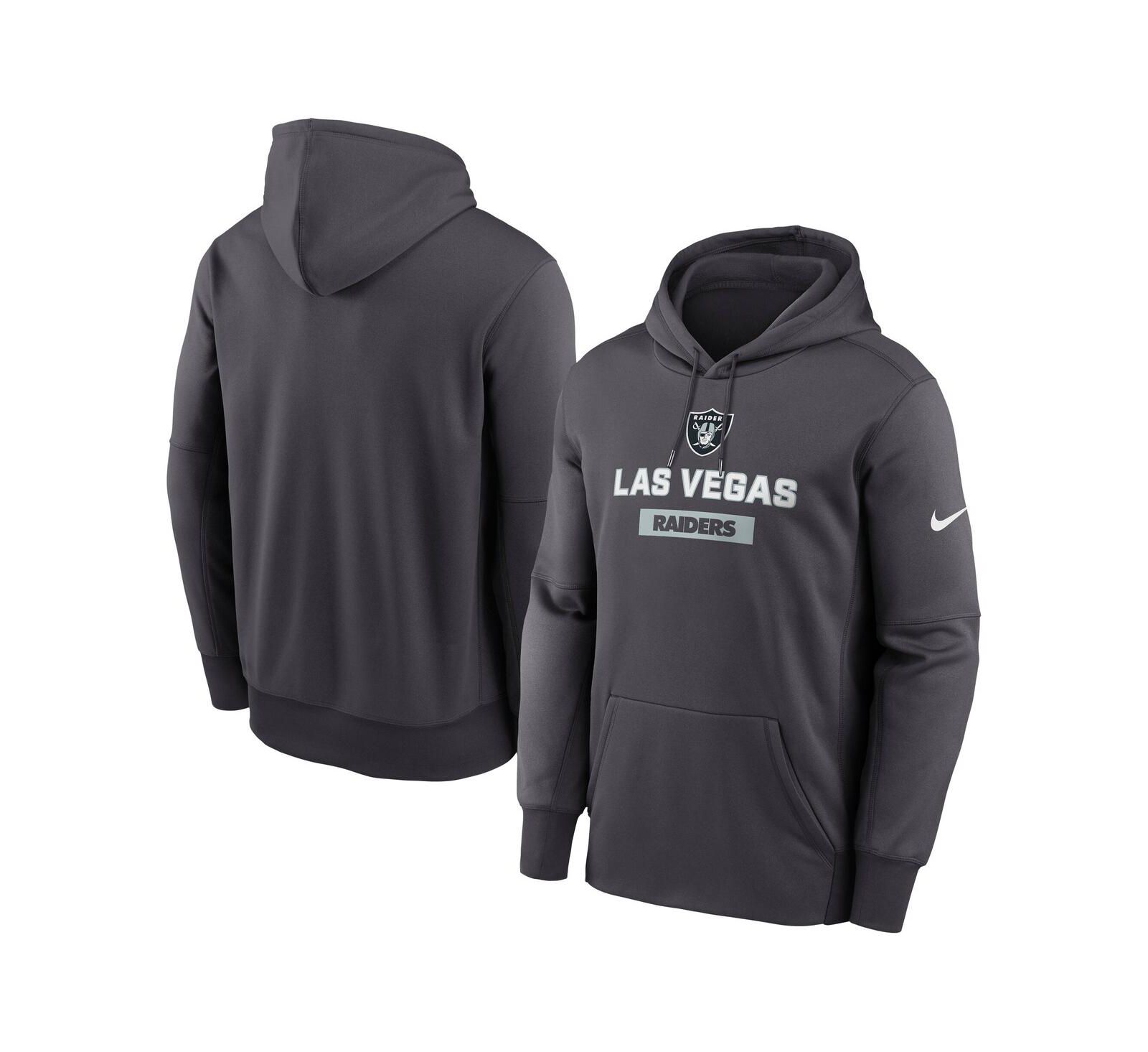 Мужское худи Nike Las Vegas Raiders Toss Sweep Performance с коротким рукавом, цвет антрацит