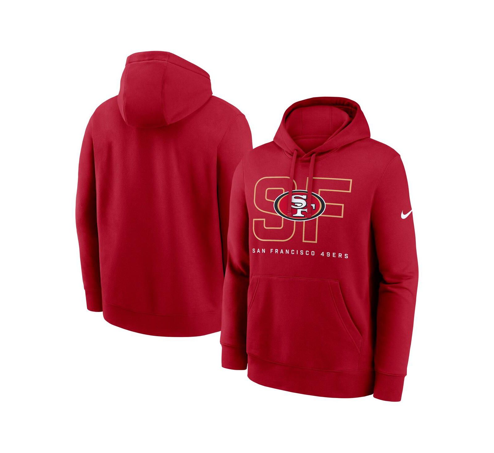 Nike Men's Scarlet San Francisco 49ers Busted Play Club Fleece Pullover Hoodie