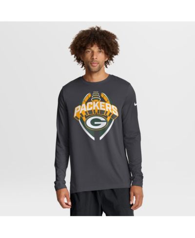 Мужская футболка Nike Anthracite Green Bay Packers Primetime Legend Icon Performance Long Sleeve