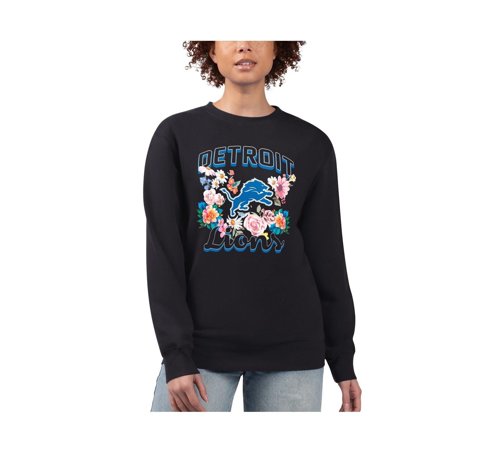 Женская флисовая толстовка G-III 4Her by Carl Banks Black Detroit Lions Flower Logo Graphic
