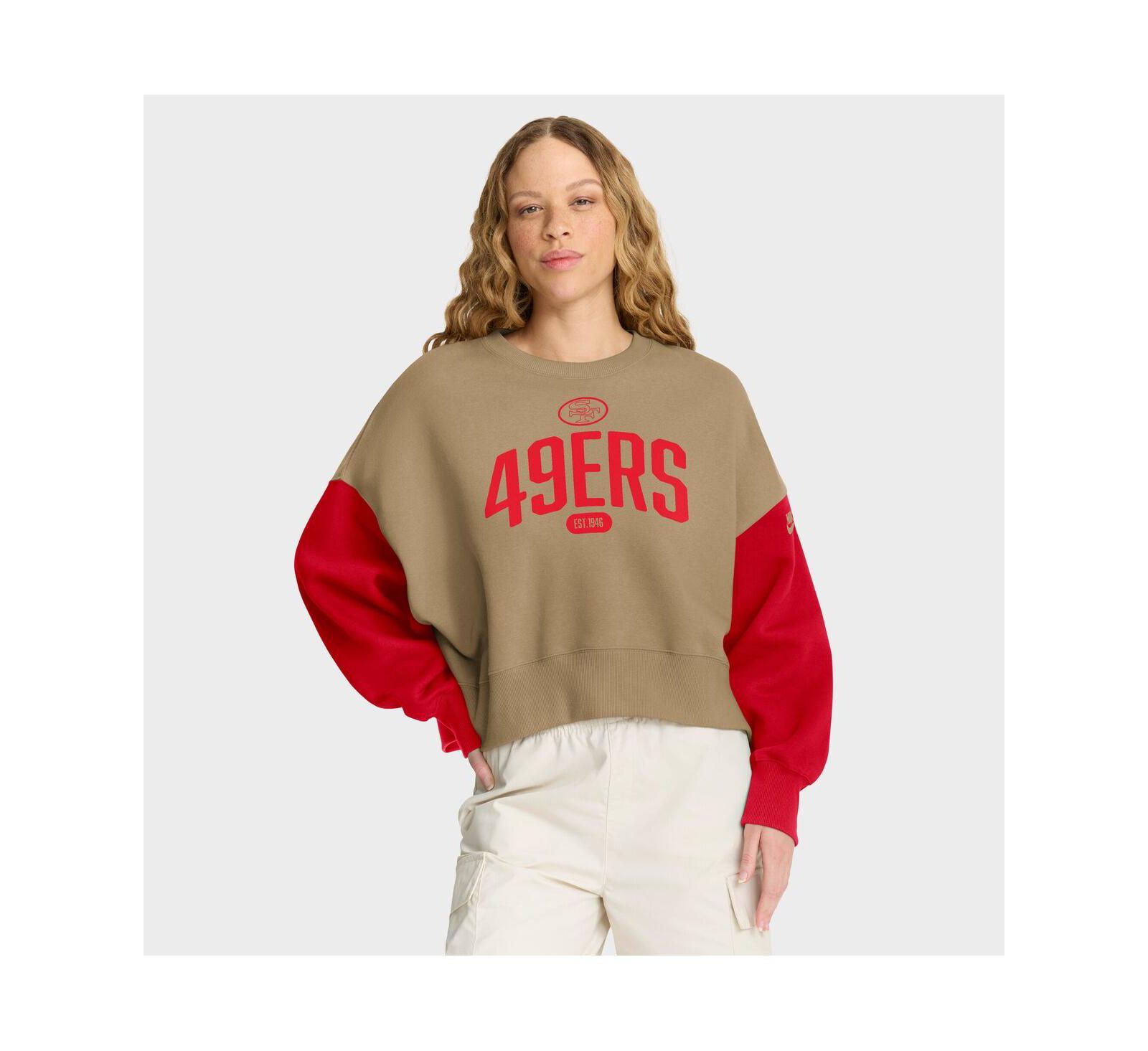 Женская свитшот Nike Tan San Francisco 49ers Oversized Rewind Pullover