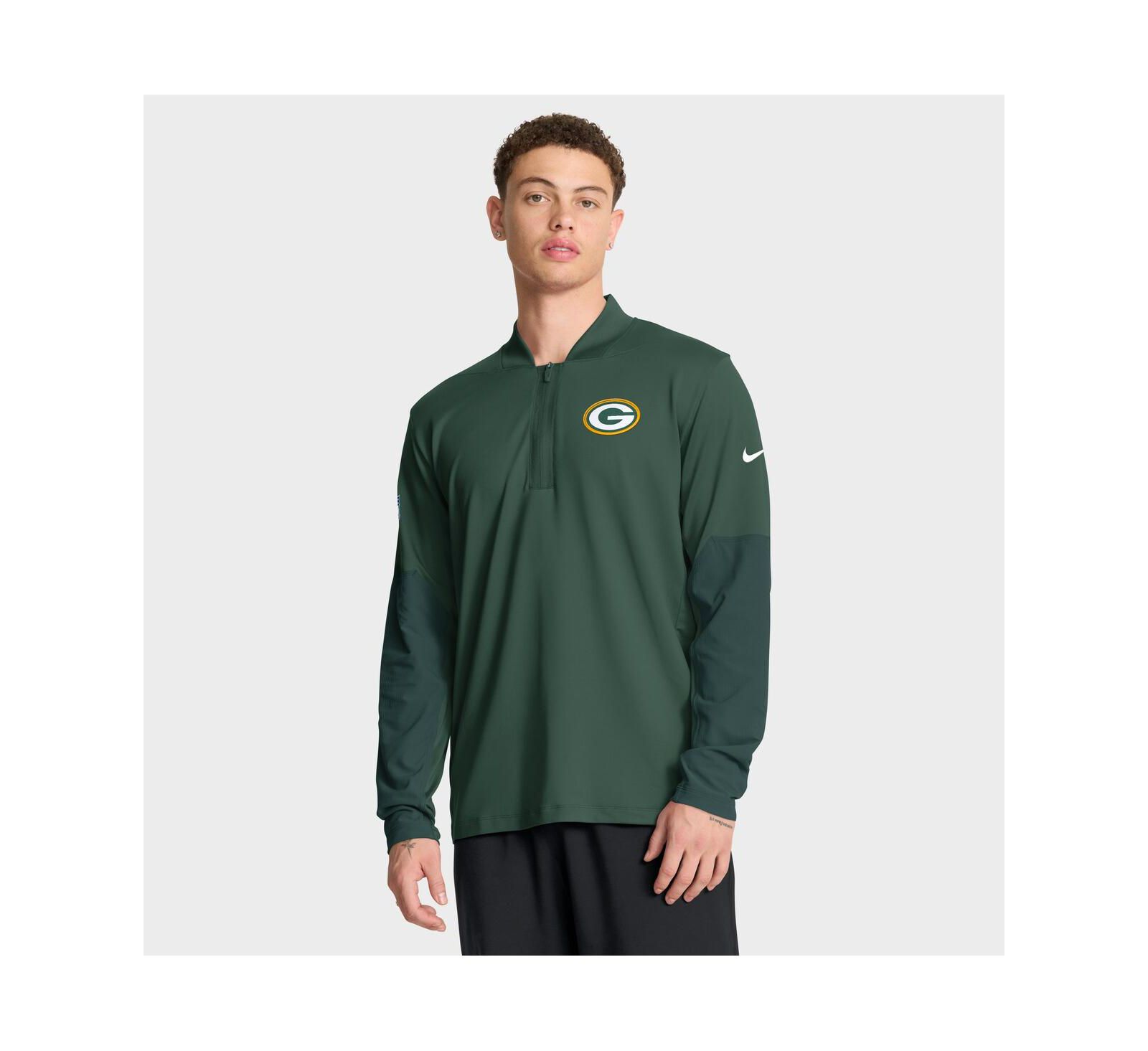 Nike Мужской свитшот Nike Green Green Bay Packers Sideline Dri-FIT Half-Zip Pullover