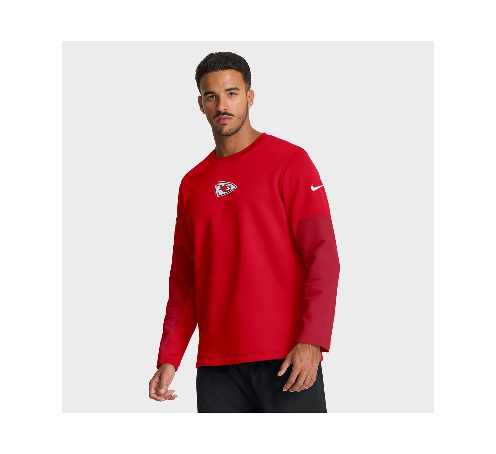 Мужская футболка Nike Kansas City Chiefs Sideline Scripted to Win Performance с длинным рукавом красного цвета