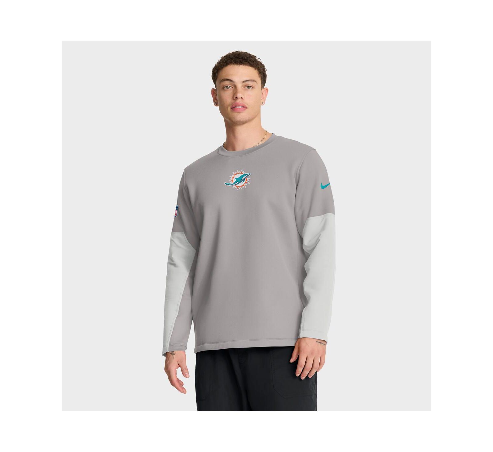 Nike Мужская серая футболка с длинным рукавом Miami Dolphins Performance