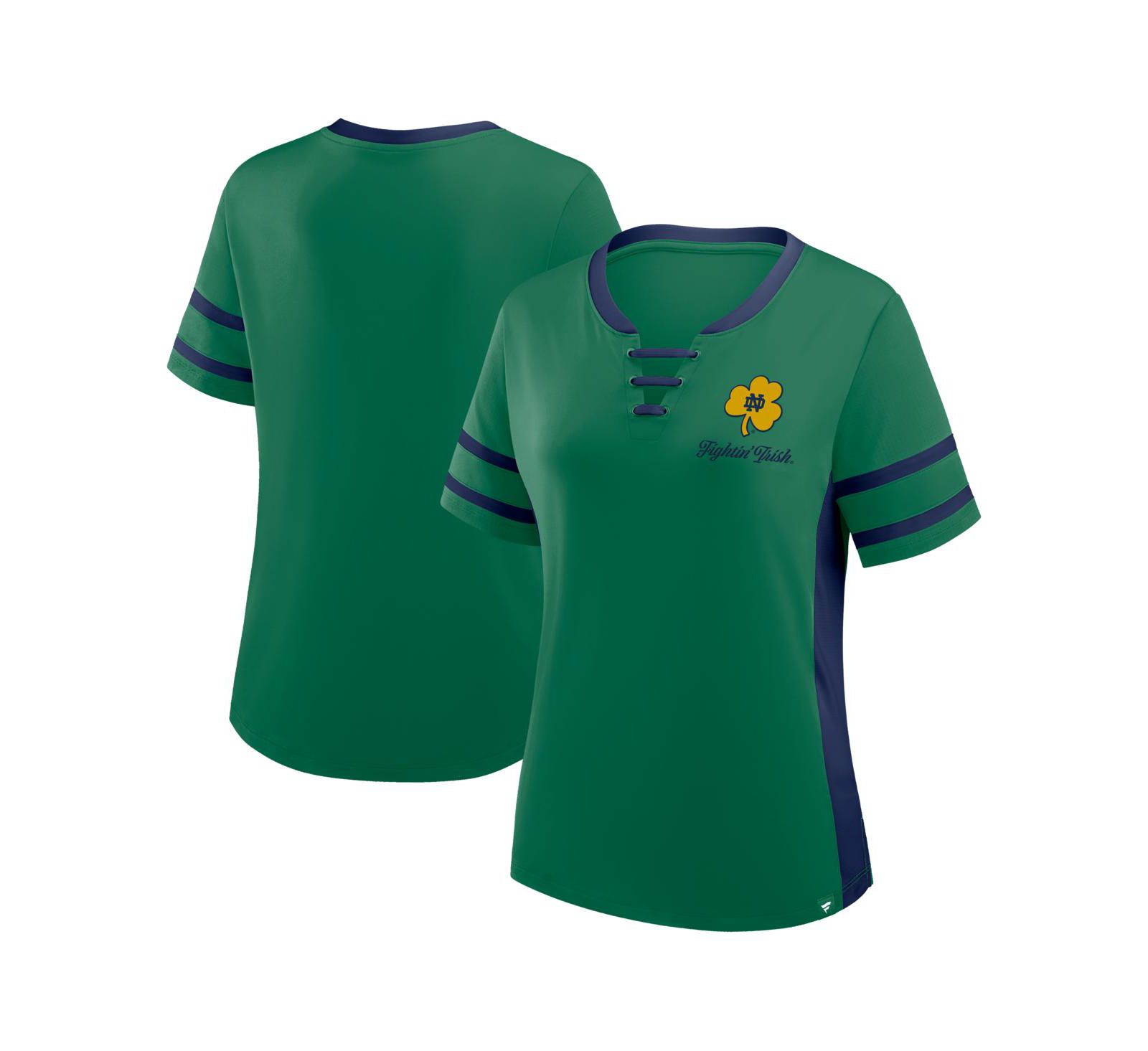 Fanatics Женская зеленая/темно-синяя футболка Notre Dame Fighting Irish Be Fearless Athena Lace-Up