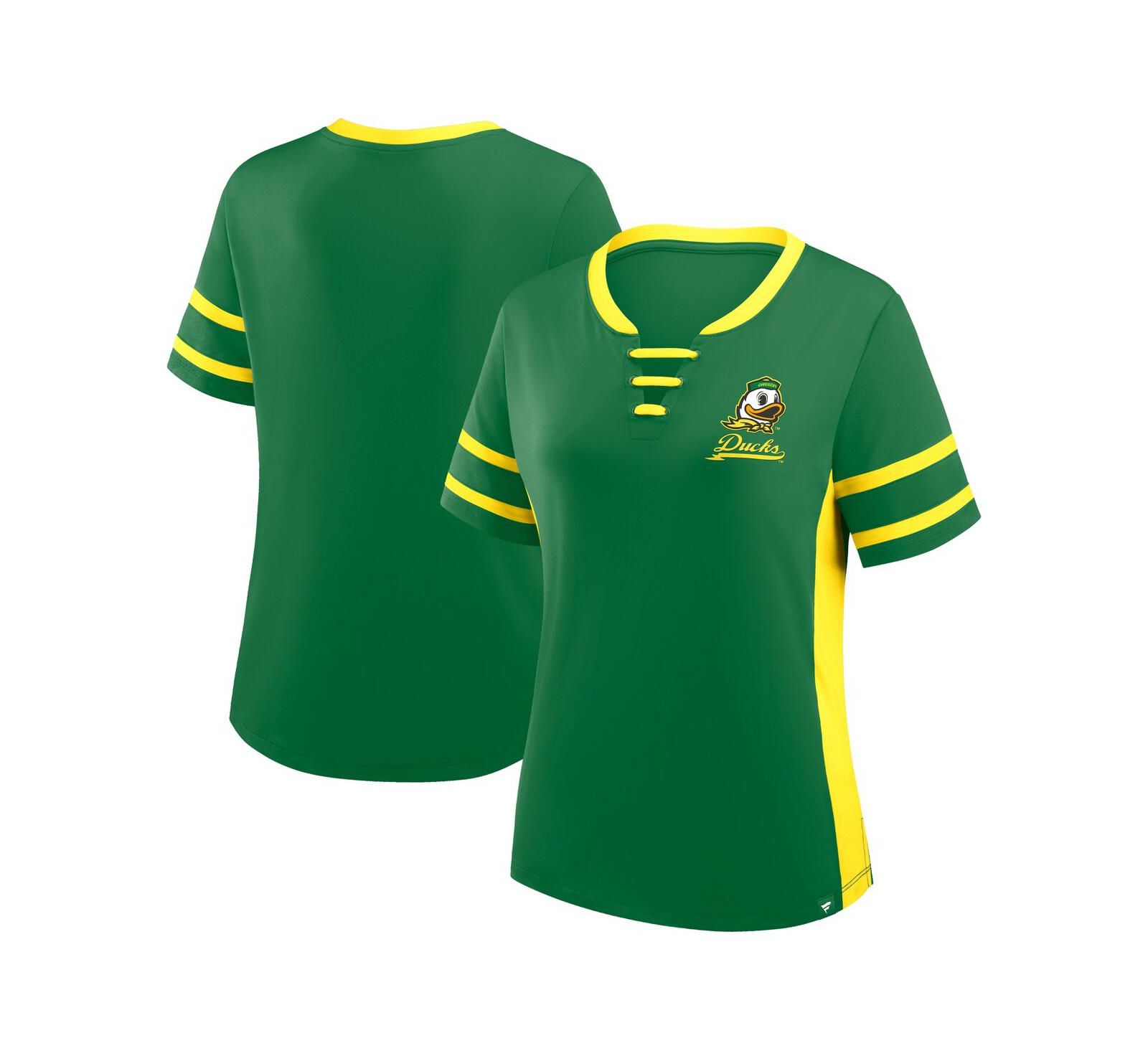 Футболка Fanatics Women's Green/Yellow Oregon Ducks Be Fearless Athena Lace-Up