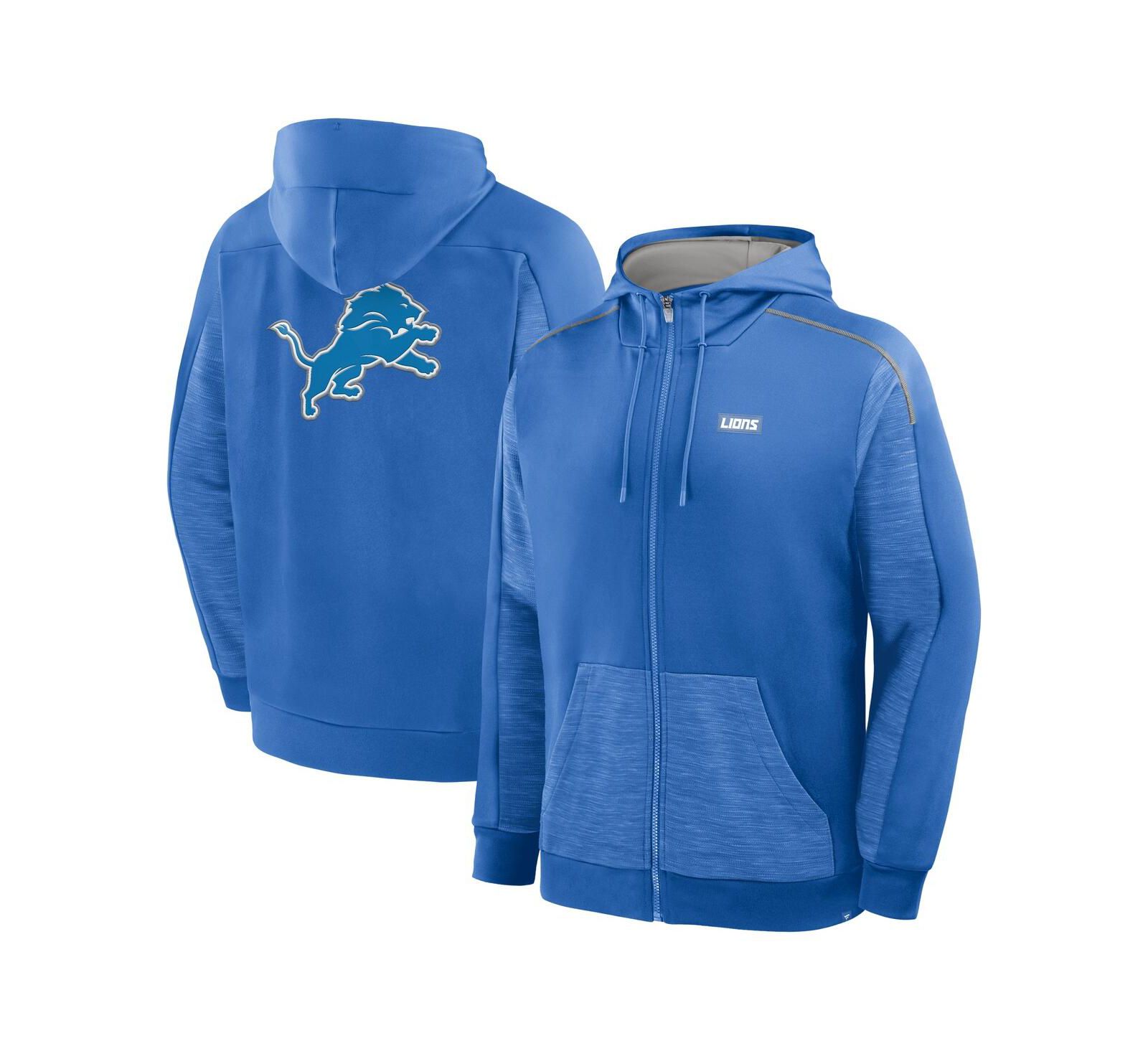 Мужская толстовка на молнии Fanatics Blue Detroit Lions Checkdown Pass