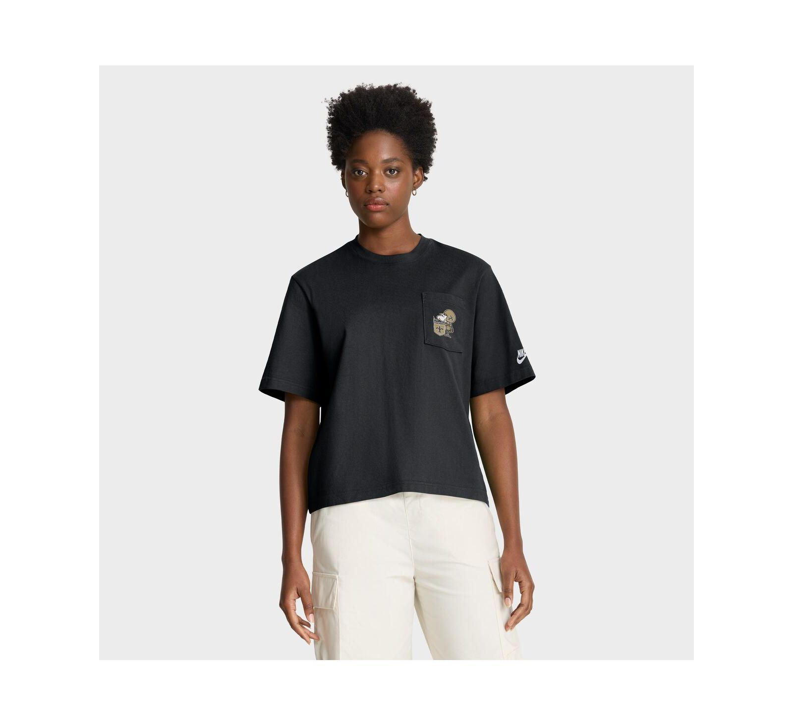 Женская футболка Nike Black New Orleans Saints Rewind Pocket Boxy