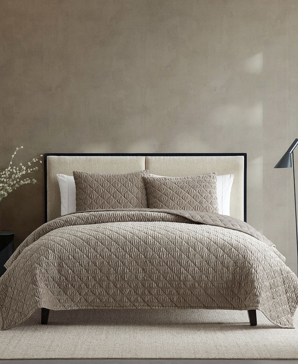 Vera Wang Solid Crushed Velvet 3-Pc. Quilt Set, Full/Queen