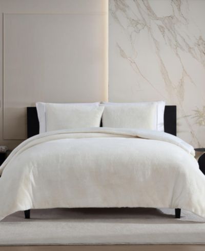 Vera Wang Signature Solid Faux Fur 3-Pc. Comforter Set, Queen