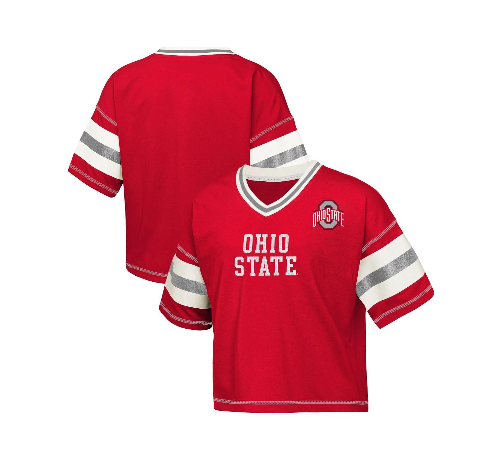 Футболка Outerstuff Big Girls Scarlet Ohio State Buckeyes Gridiron Jersey V-Neck