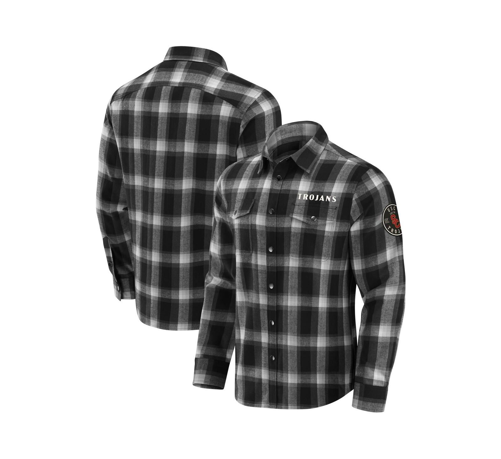 Мужская фланелевая рубашка в клетку Fanatics Darius Rucker Collection USC Trojans Black Full-Snap