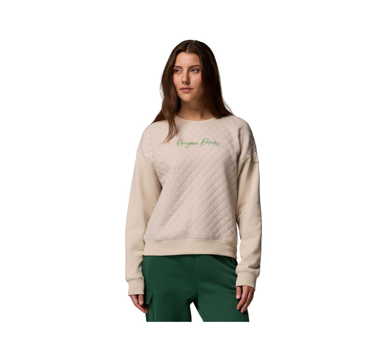 Columbia Women's Beige Oregon Ducks Collegiate Hart Mountain Quilted Sweatshirt