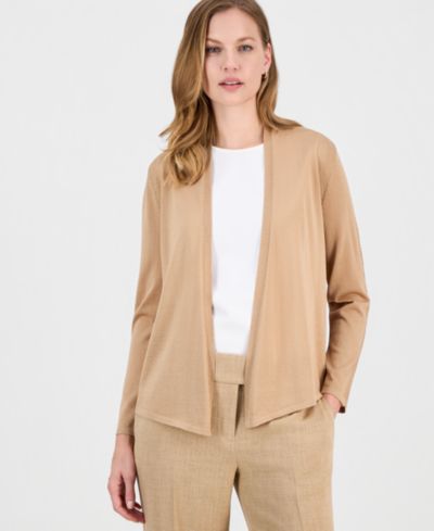 Kasper Women's Stitch-Detail Open-Front Cardigan Sweater