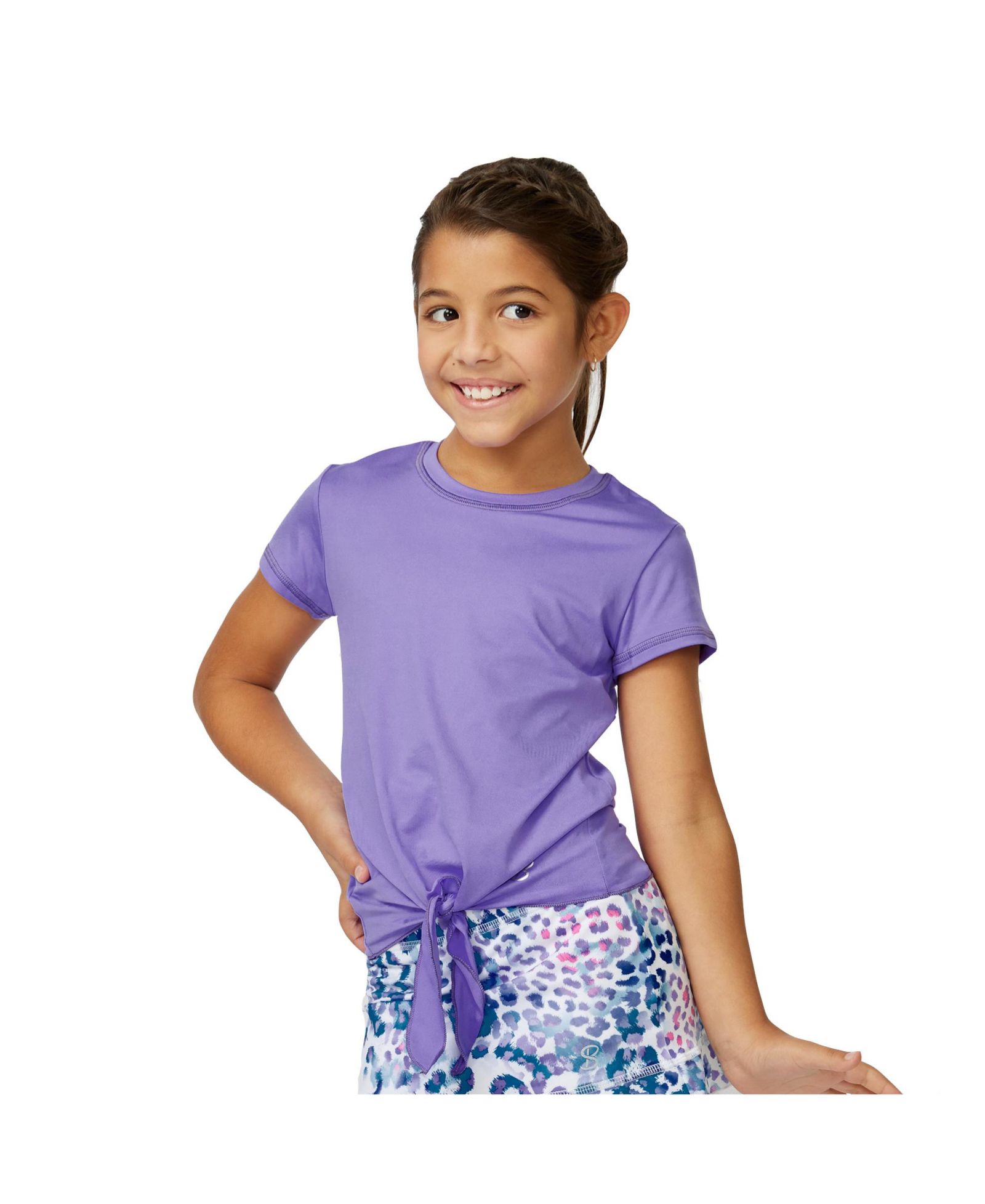 Детская теннисная рубашка Sofibella UV Colors White Short Sleeve Tie - Amethyst / L