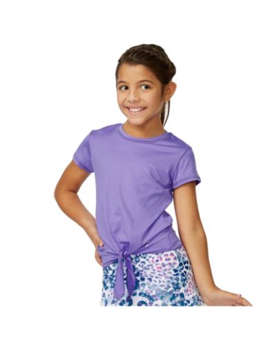 Детская теннисная рубашка Sofibella UV Colors White Short Sleeve Tie - Amethyst / L