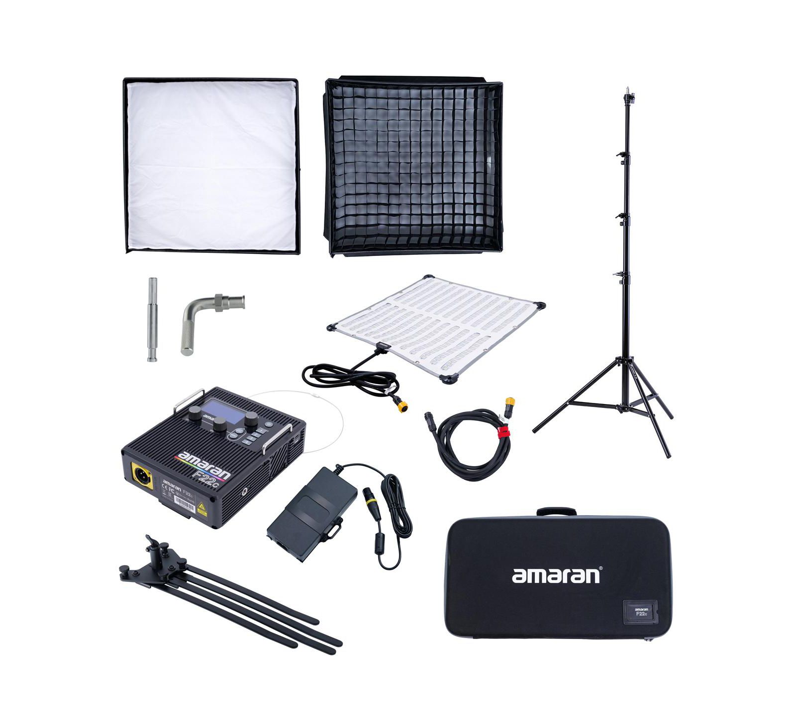 amaran F22c 2x2' 200W RGBWW Flexible LED Mat, Gold-Mount w/Light Stand