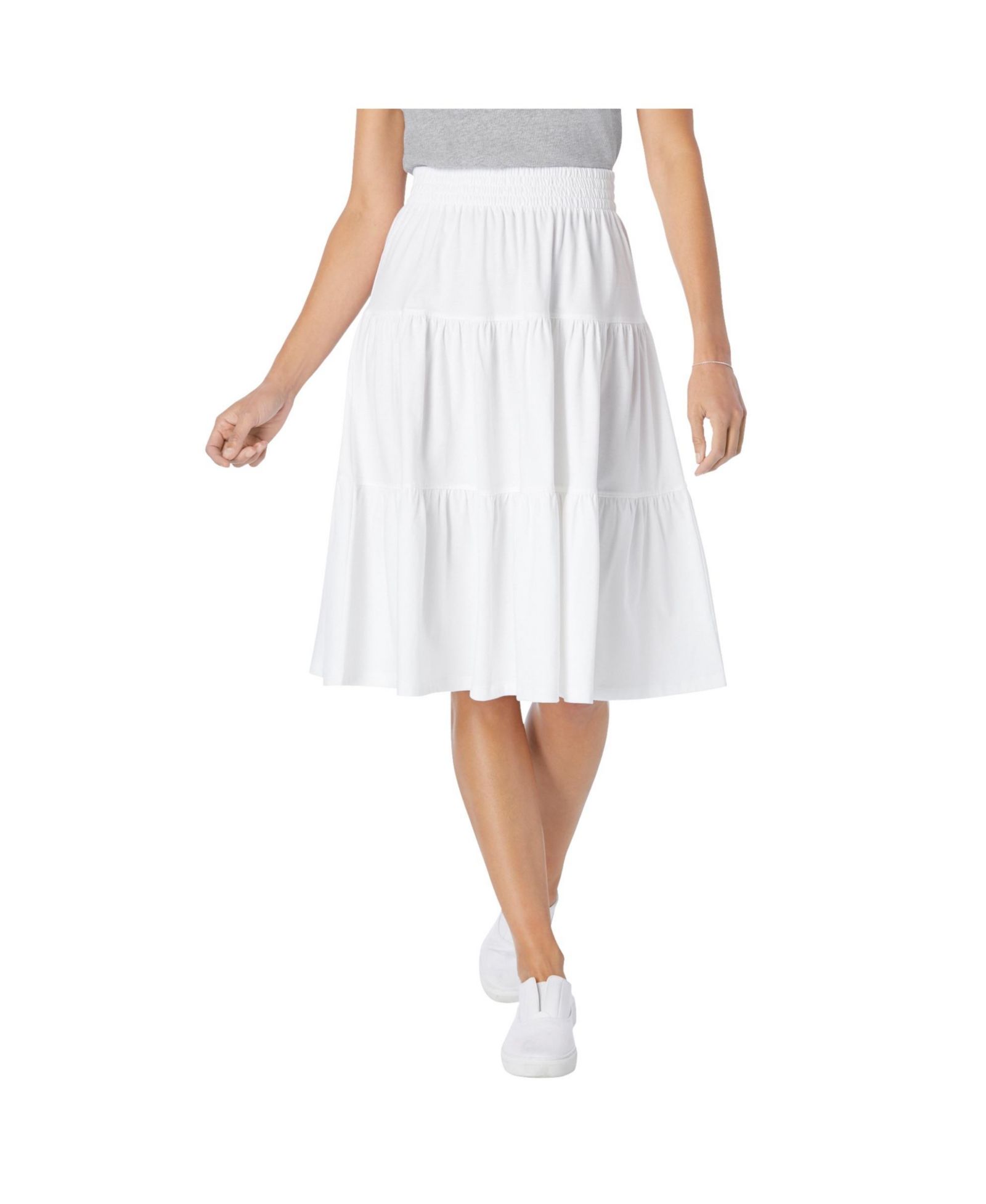 Woman Within Women's Within Elastic-Waist Knit Tiered Skirt