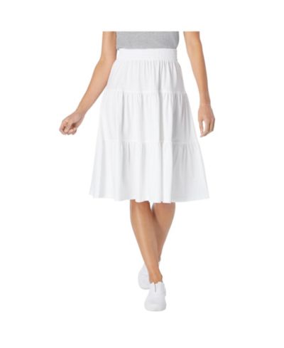 Woman Within Women's Within Elastic-Waist Knit Tiered Skirt