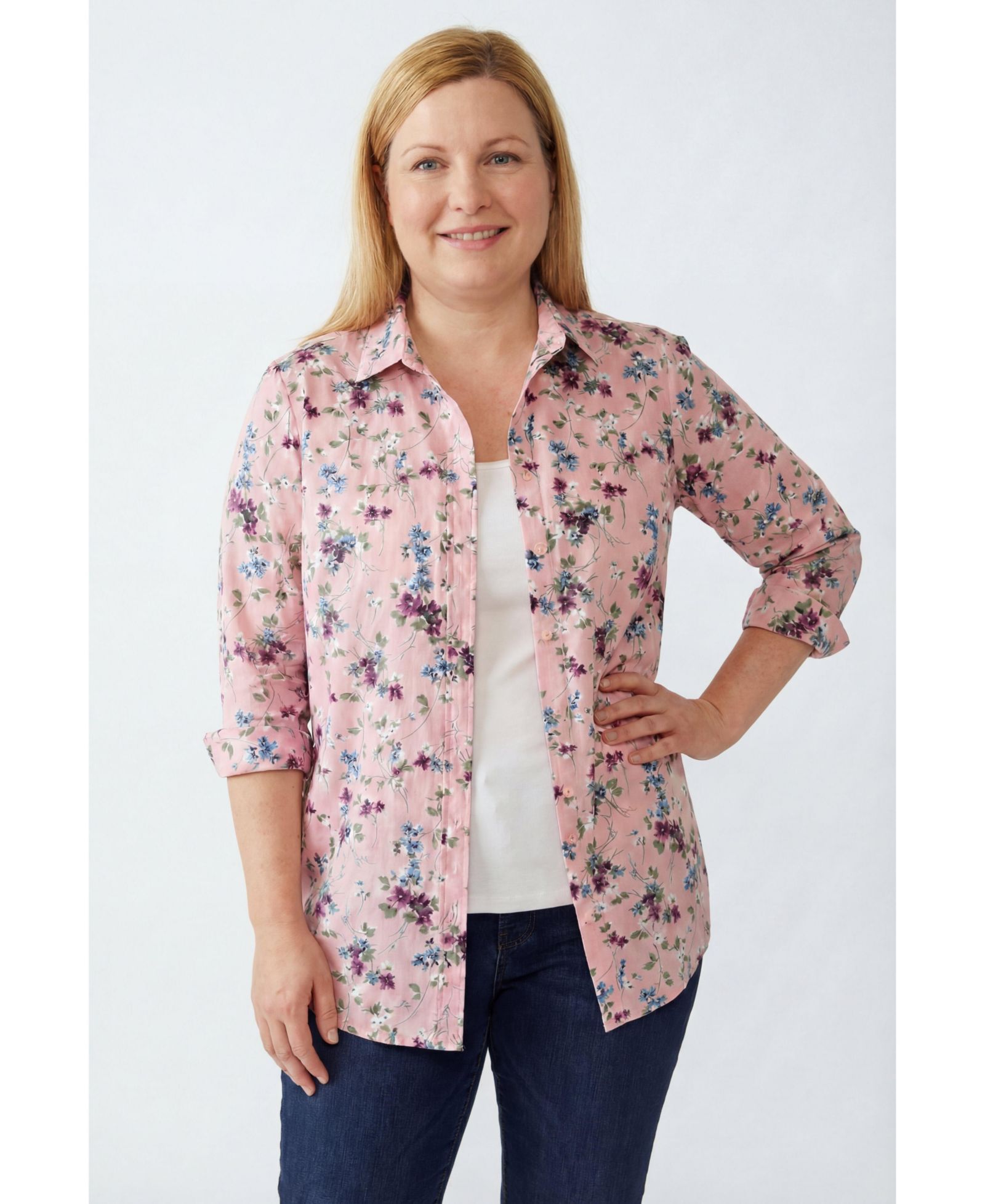 Женская рубашка Woman Within Plus Size Perfect Long Sleeve