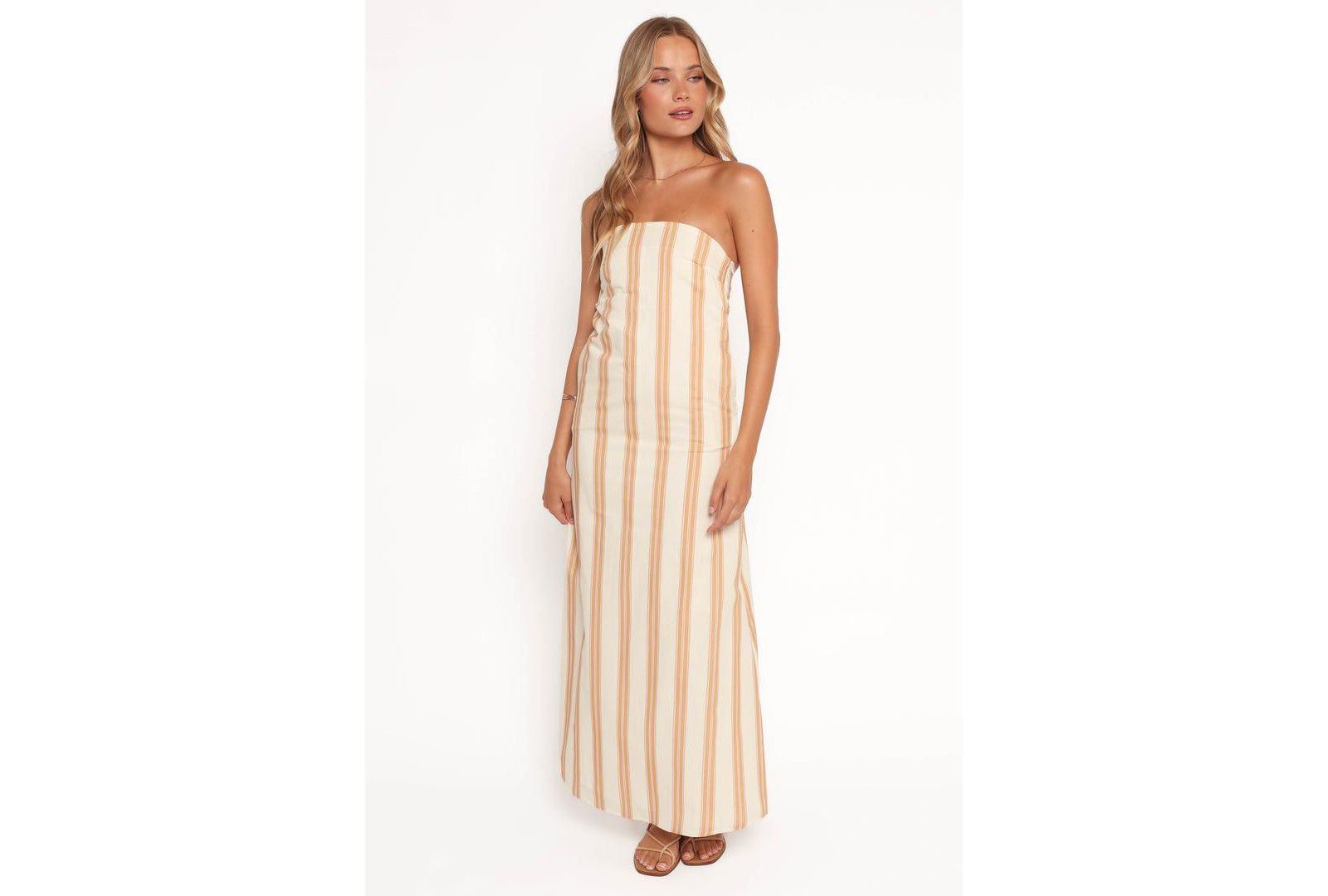 Женское платье миди Petal and Pup Luisa Midi Dress - Brown Stripe