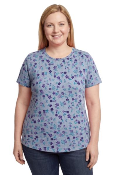 Woman Within Plus Size Within Perfect Printed Short-Sleeve Crewneck Tee