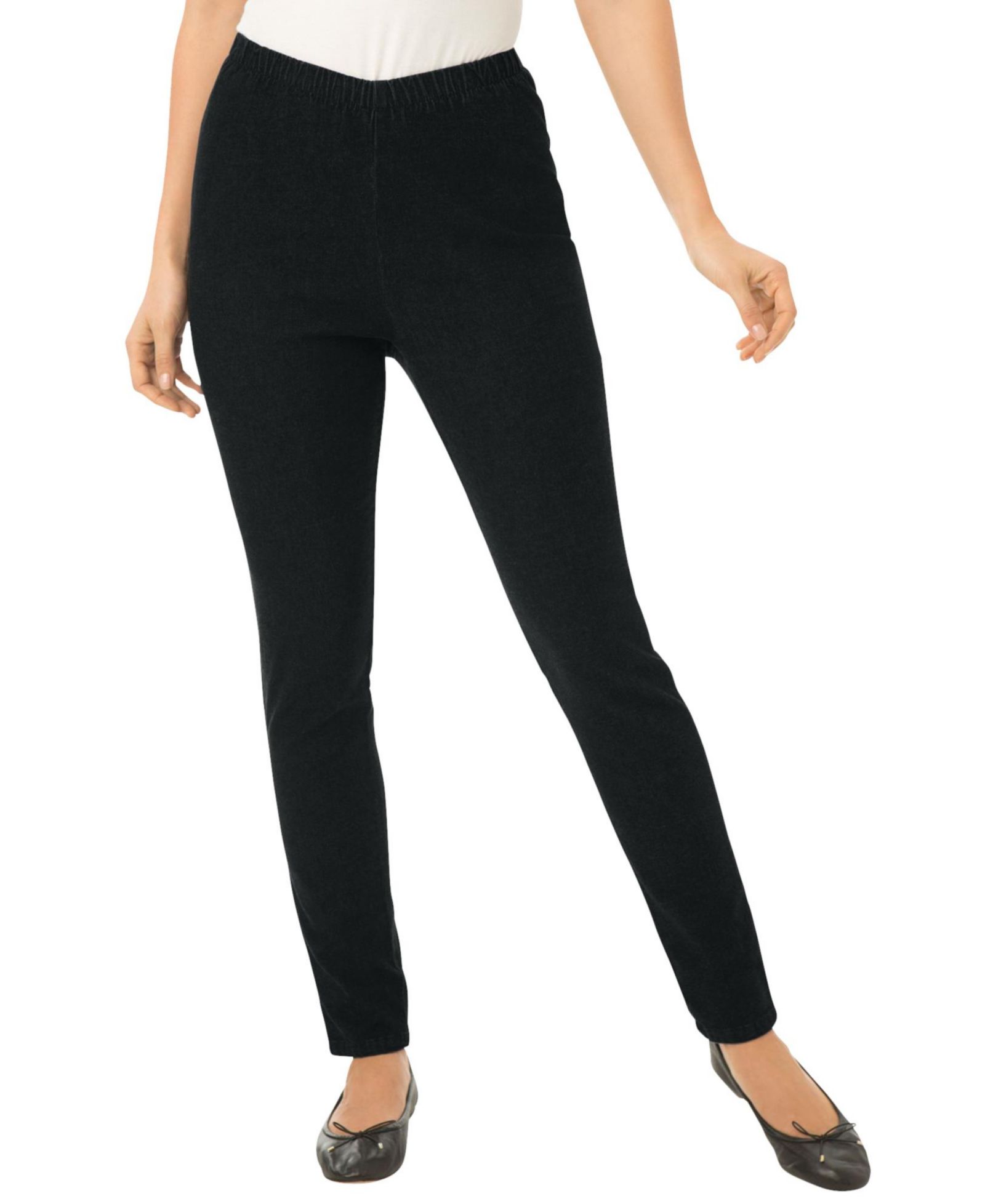 Woman Within Fineline Stretch Denim Skinny Pull-On Jeans